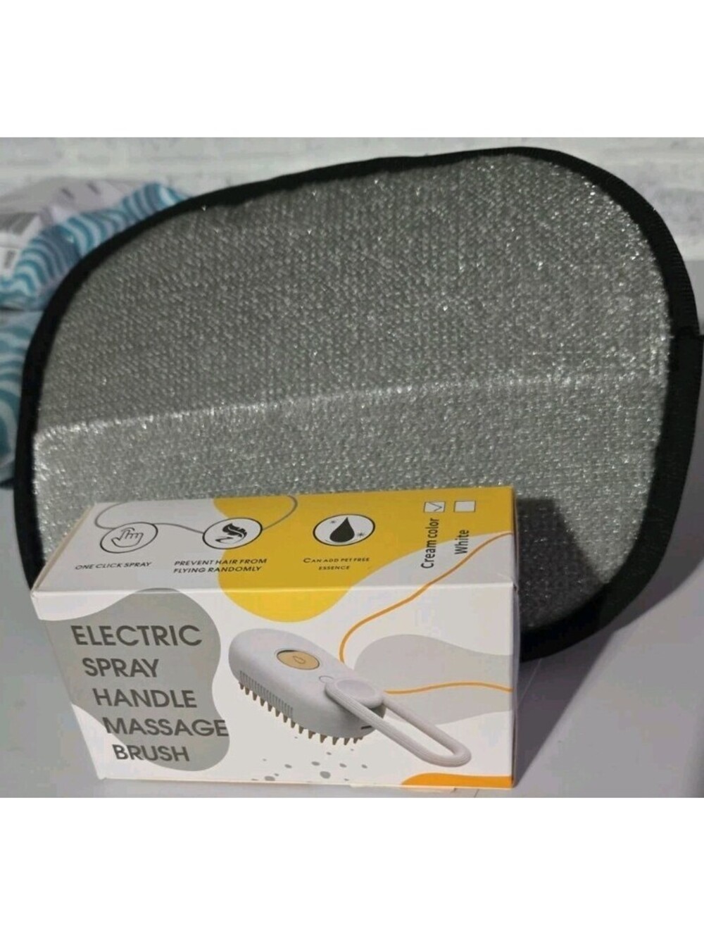 Steamy Cat & Dog Brush Hair Removal Mist Spray Detangling Clean Massage & Glove